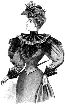 Victorian Era Woman Illustration PNG Image