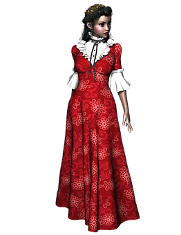 Victorian Era3 D Rendered Woman PNG Image