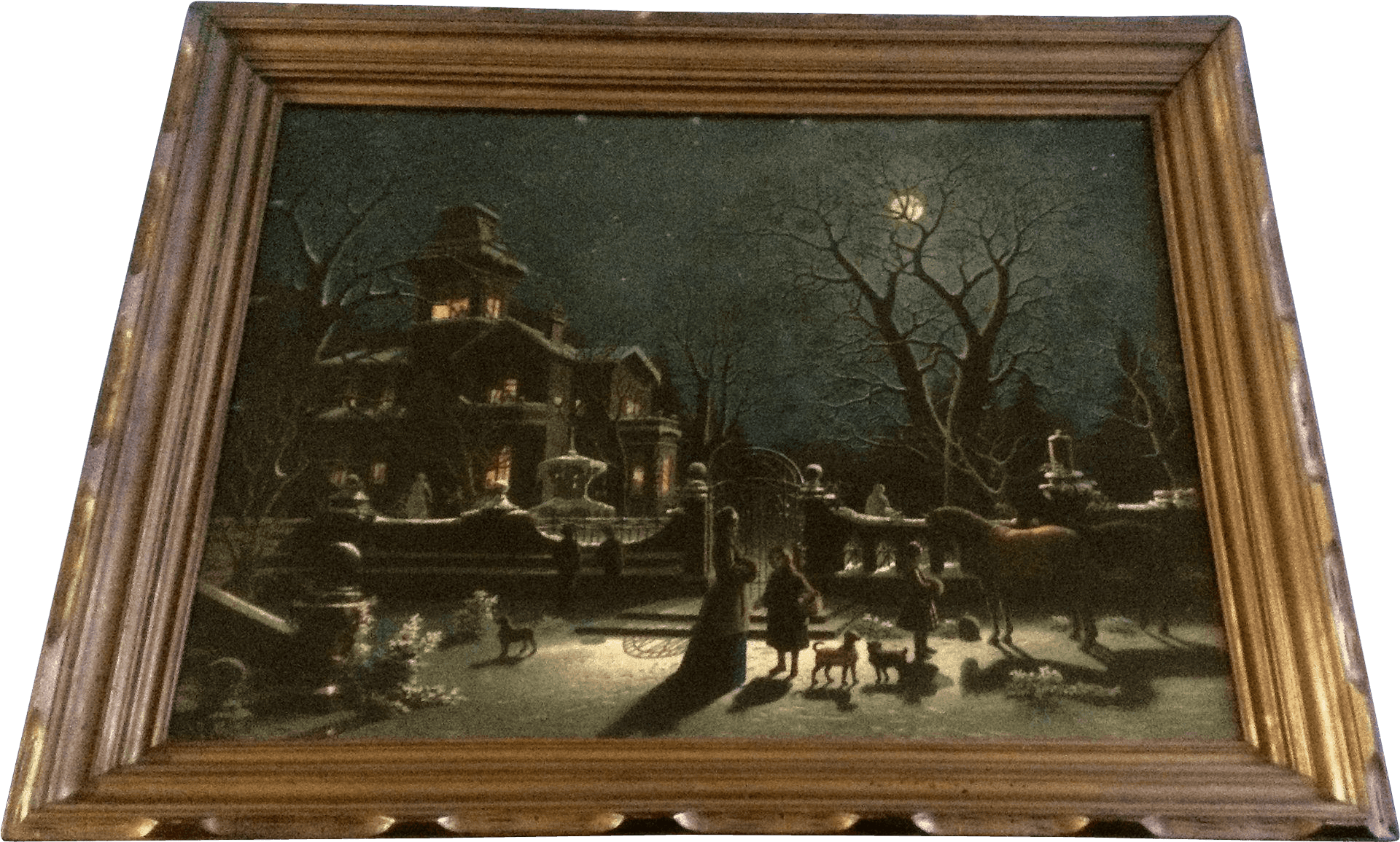 Victorian Night Scene Painting PNG Image