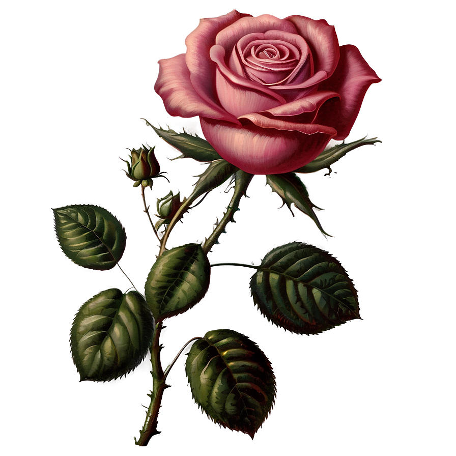 Victorian Rose Print Png Aat PNG Image