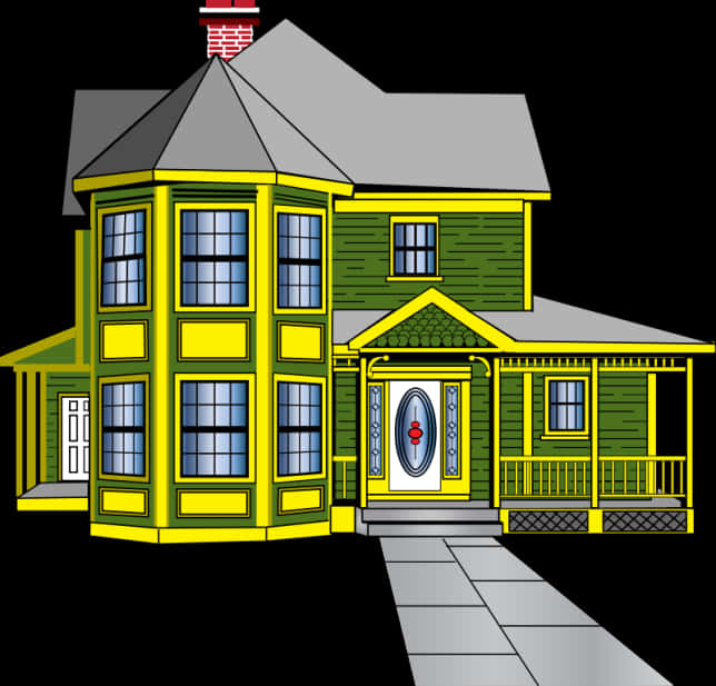 Victorian Style Cartoon House PNG Image