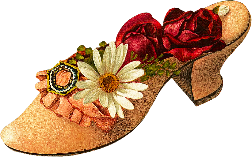 Victorian Style Floral Decorated Shoe PNG Image