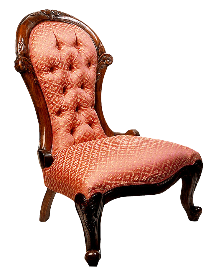 Victorian Style Red Upholstered Chair PNG Image