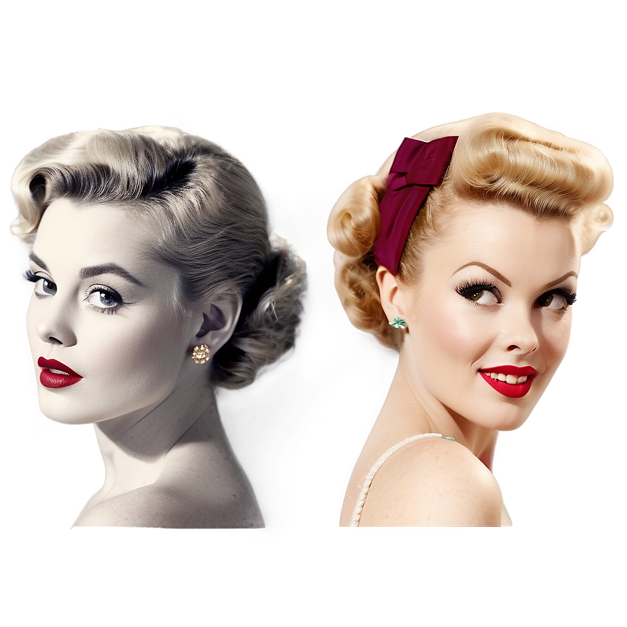 Vintage 1950s Hairstyles And Makeup Png Nkt PNG Image