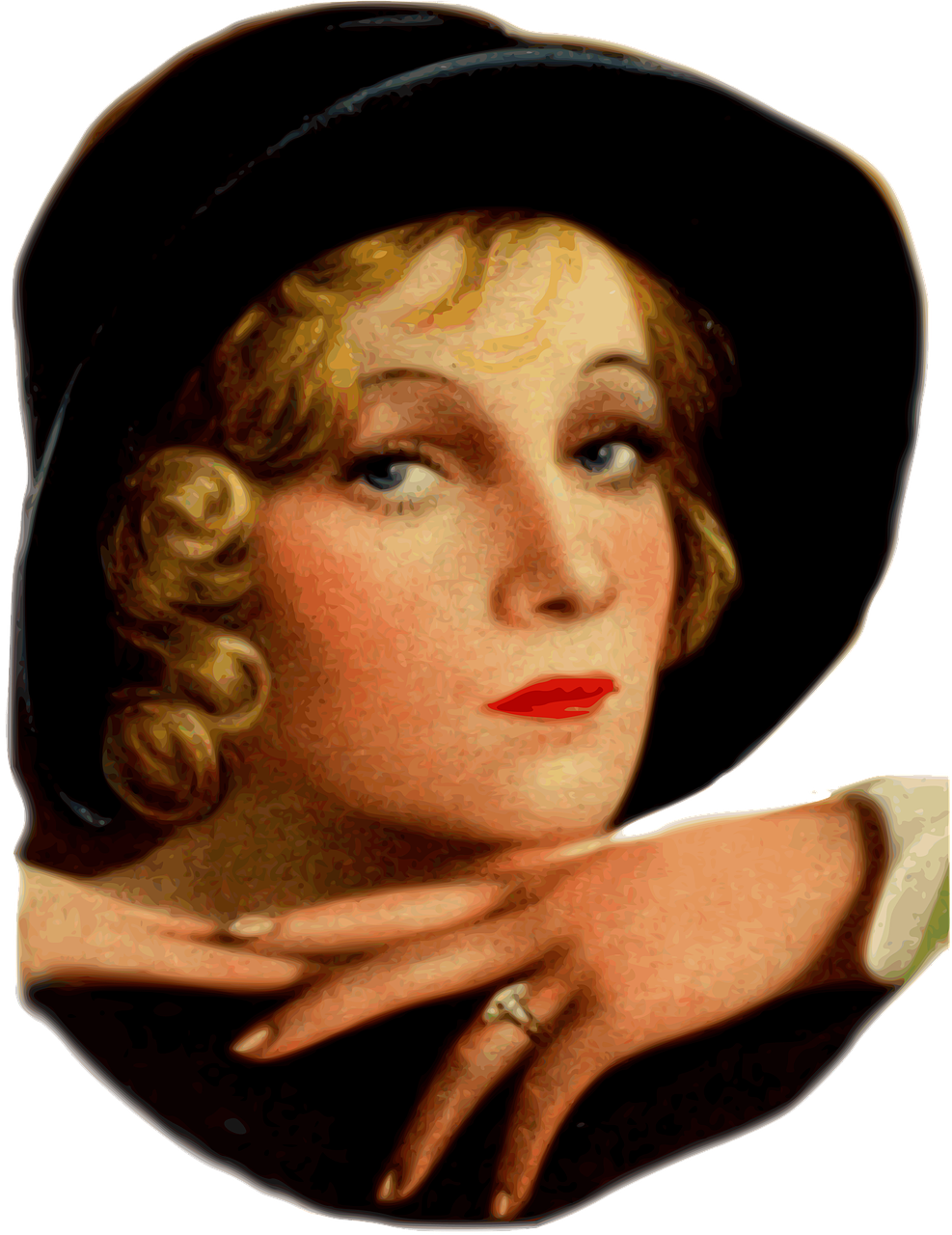 Vintage Actress Elegant Pose PNG Image