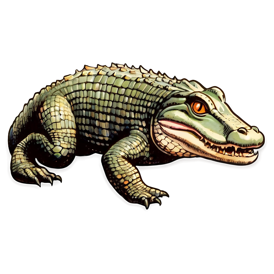 Vintage Alligator Illustration Png 1 PNG Image