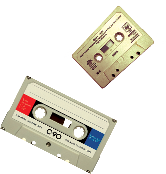 Vintage Audio Cassettes Floating PNG Image