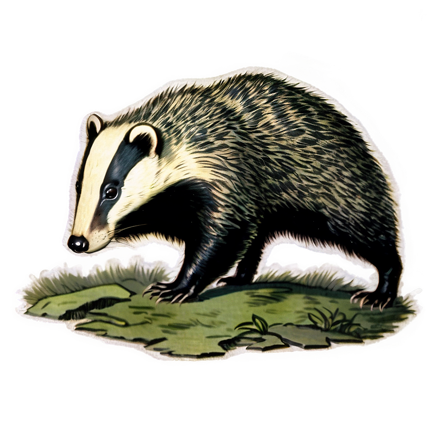 Vintage Badger Engraving Png Mgv59 PNG Image