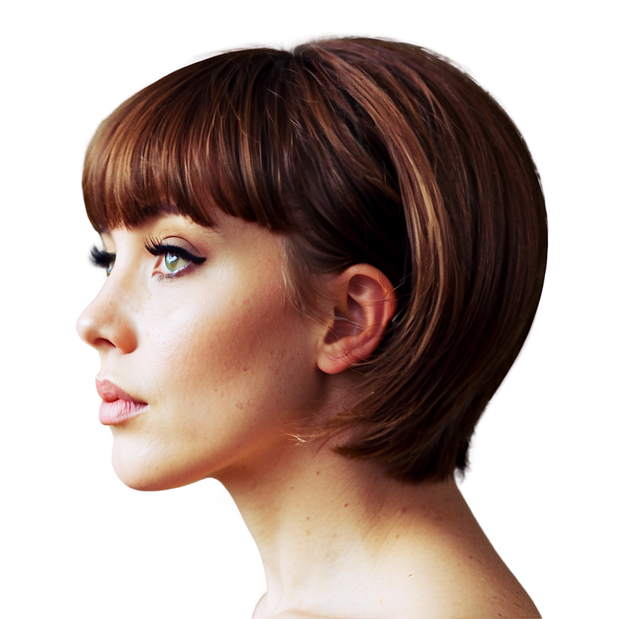 Vintage Bangs Look Png Kor PNG Image