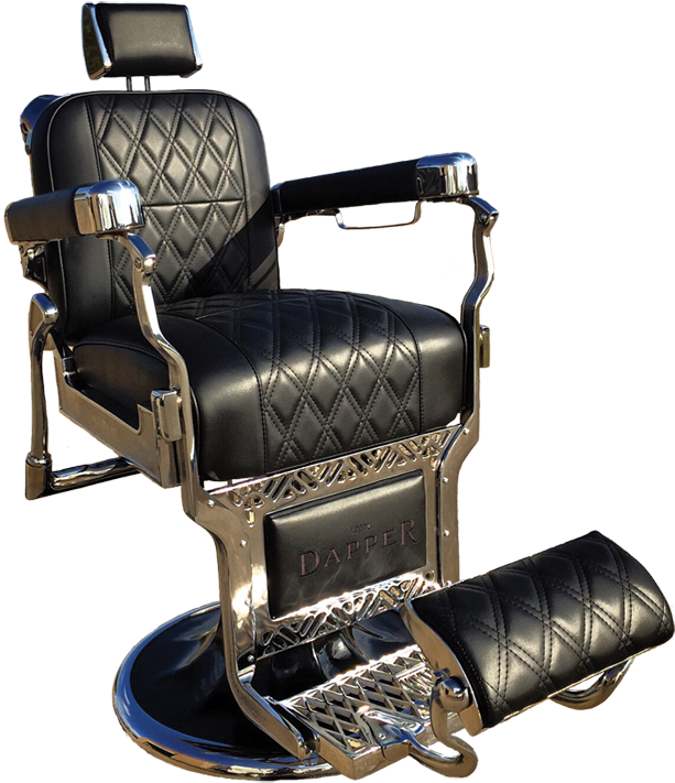 Vintage Barber Chair Blackand Chrome PNG Image