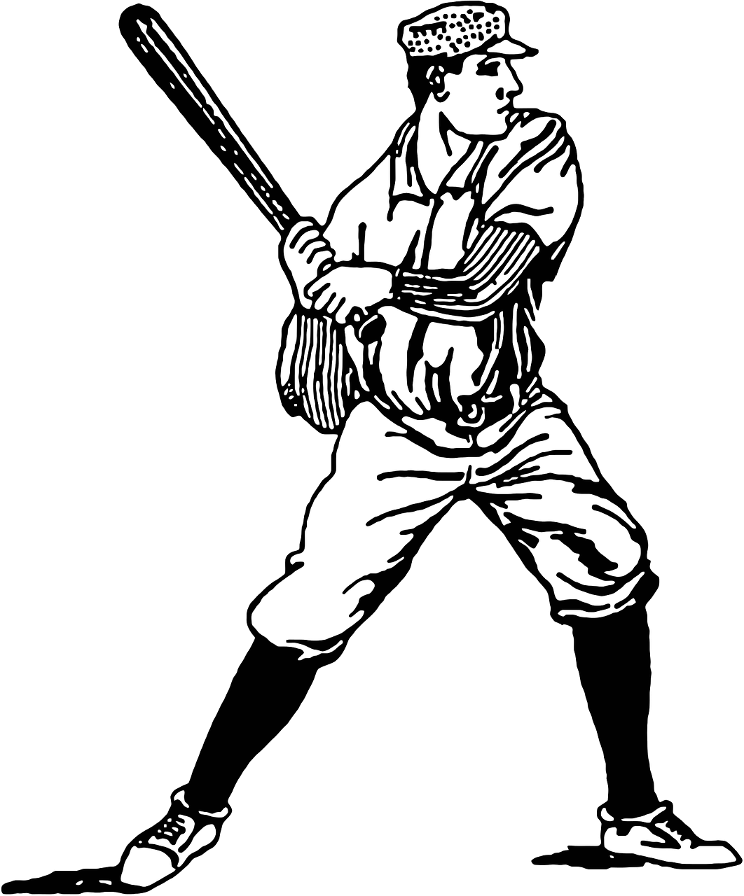 Vintage Baseball Batter Illustration PNG Image