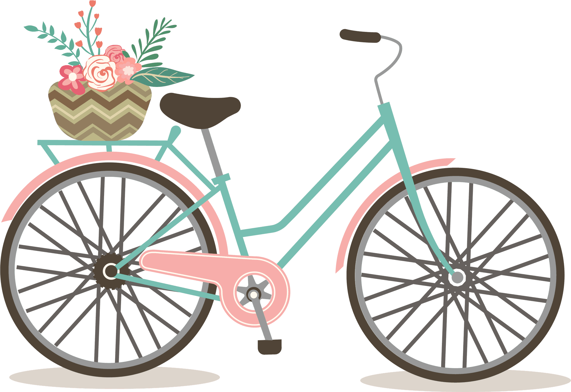 Vintage Bicyclewith Flower Basket PNG Image