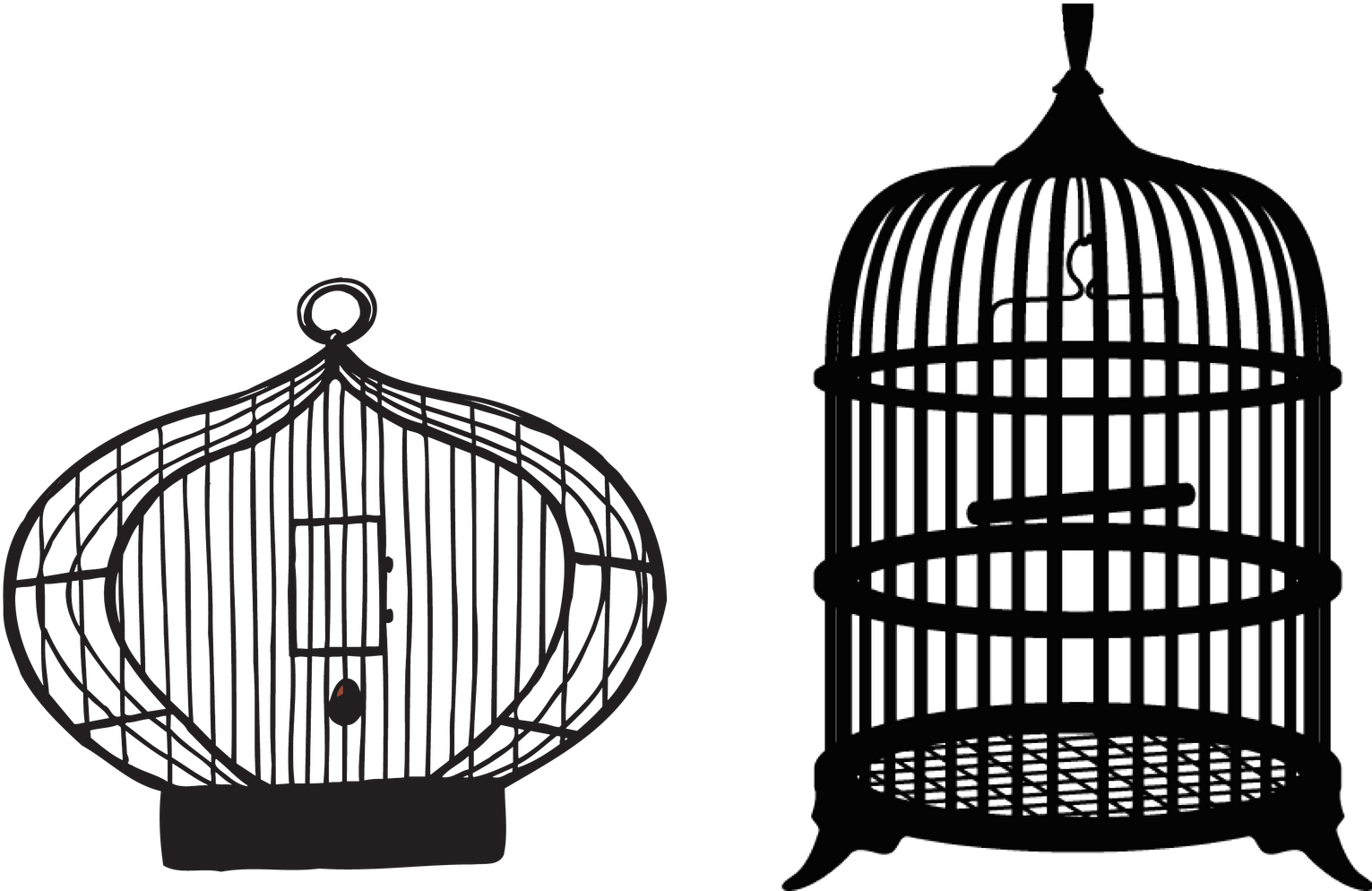 Vintage Bird Cages Illustration PNG Image