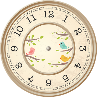 Vintage Bird Illustrated Wall Clock PNG Image