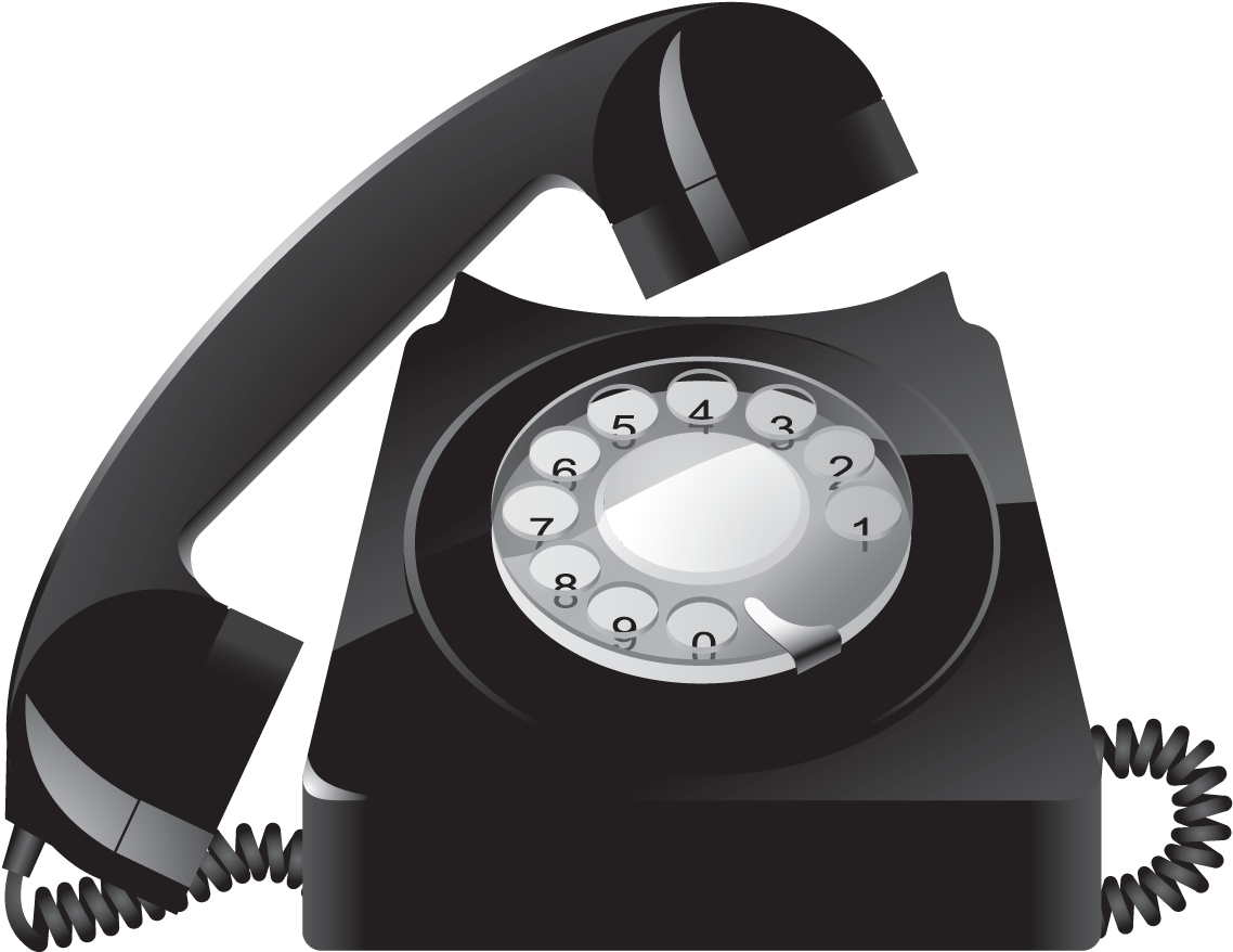 Vintage Black Rotary Phone PNG Image