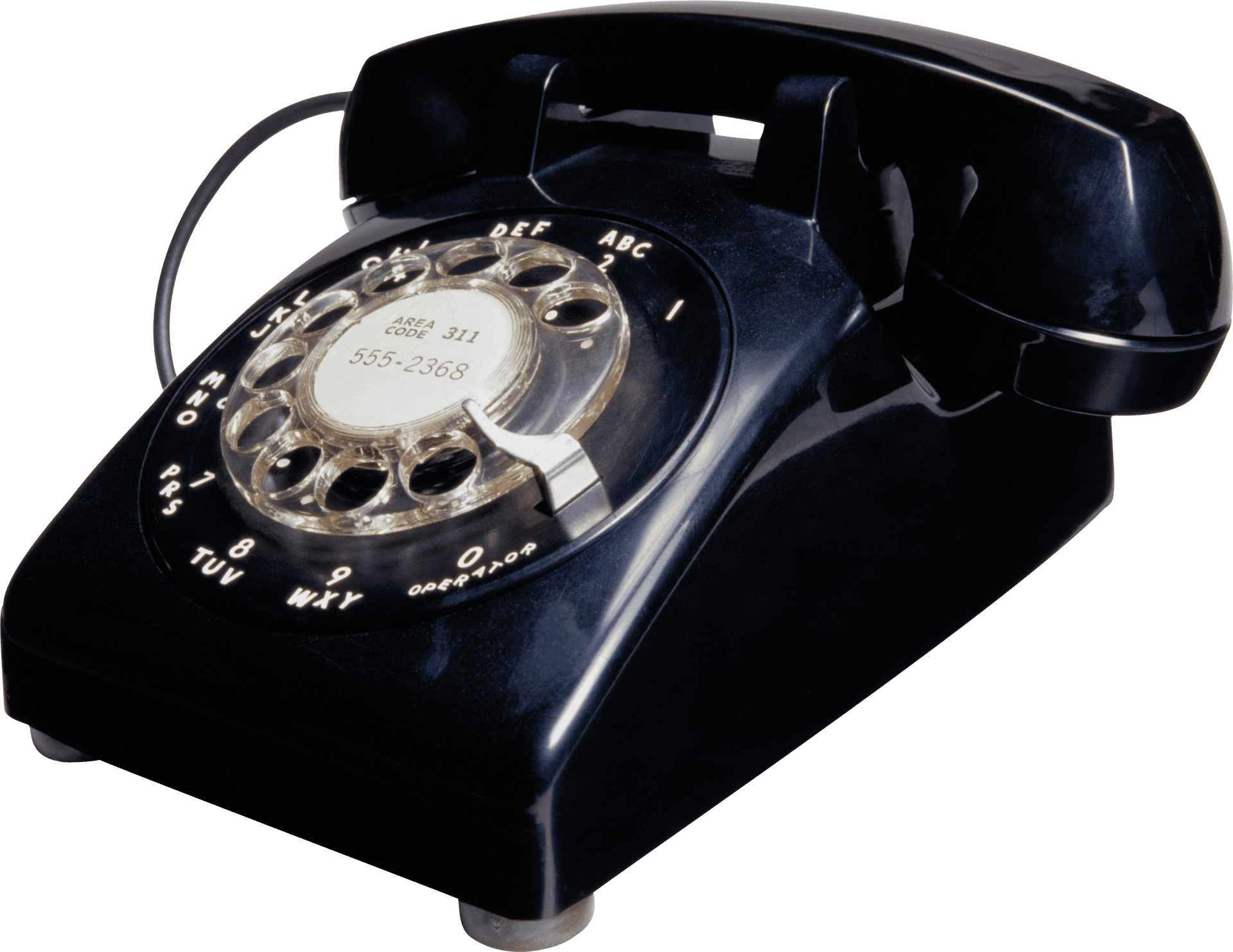 Vintage Black Rotary Telephone PNG Image