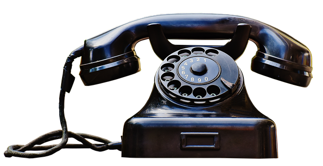 Vintage Black Rotary Telephone PNG Image