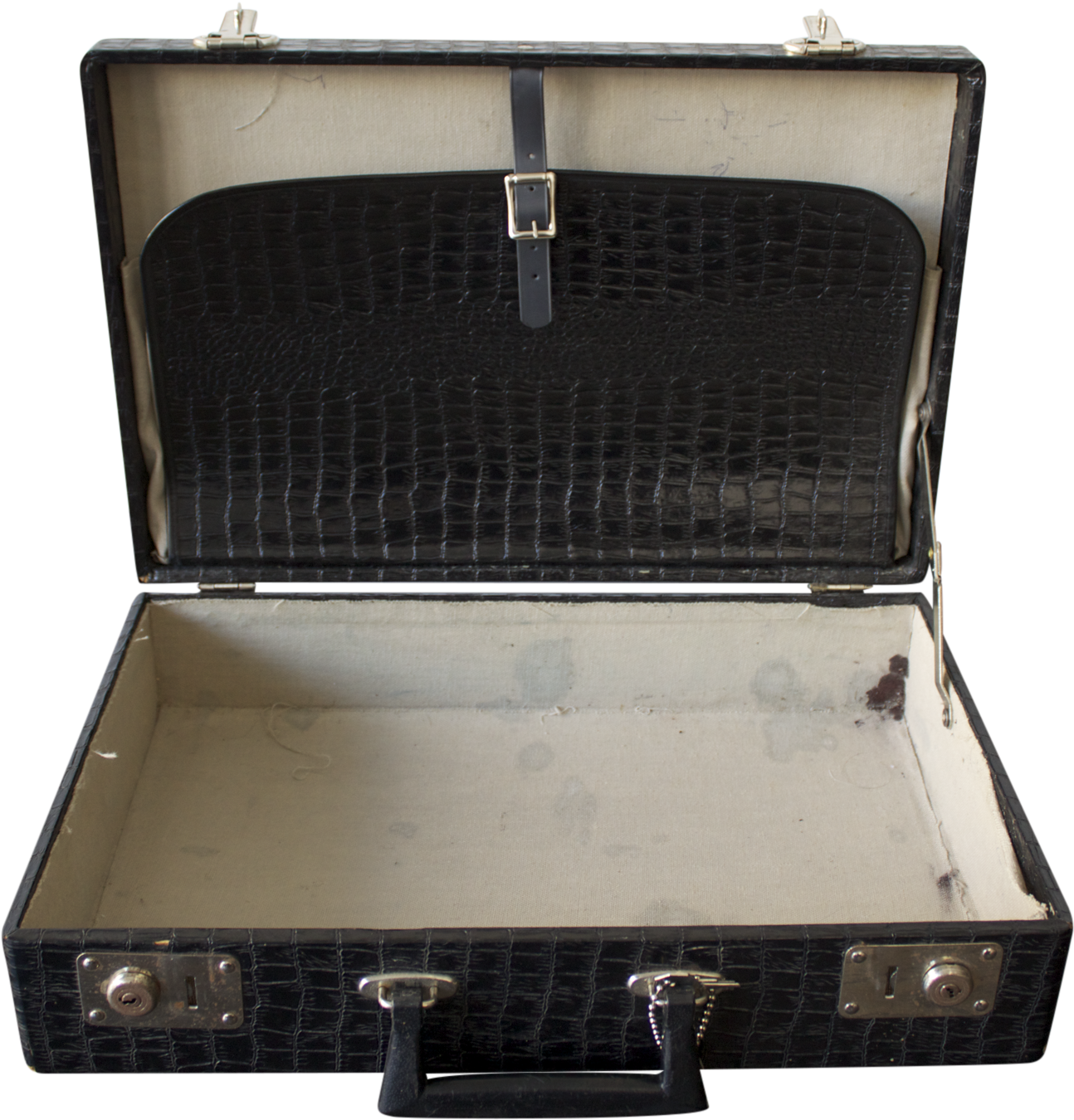 Vintage Black Suitcase Open PNG Image