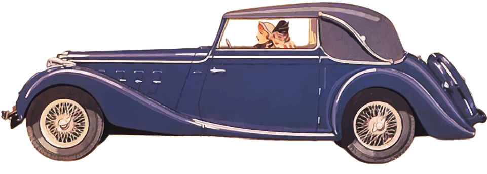 Vintage Blue Convertible Classic Car PNG Image