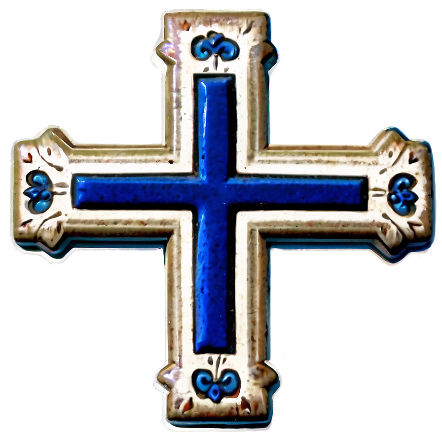 Vintage Blue Cross Png Qao PNG Image