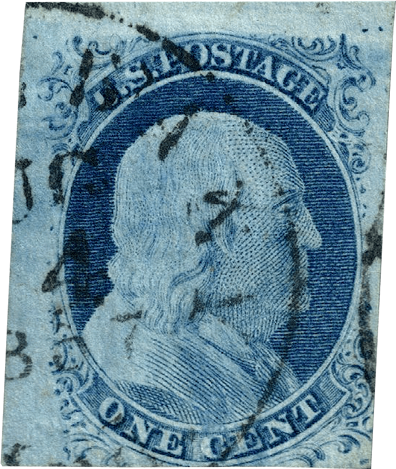 Vintage Blue One Cent Stamp PNG Image