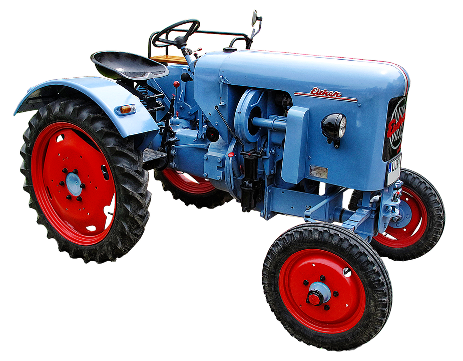 Vintage Blue Tractor PNG Image