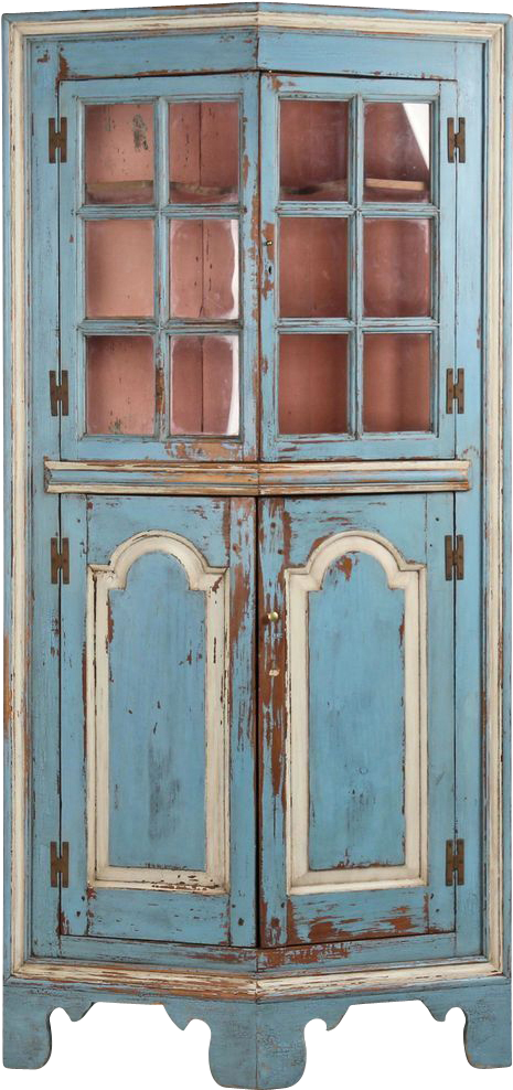 Vintage Blue Wooden Cabinet PNG Image