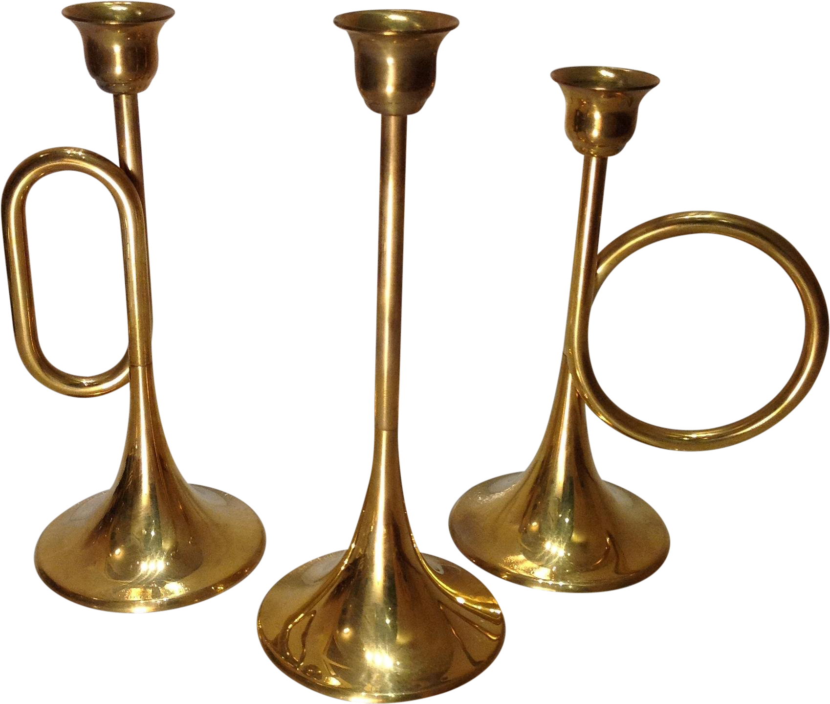 Vintage Brass Candlestick Holders PNG Image