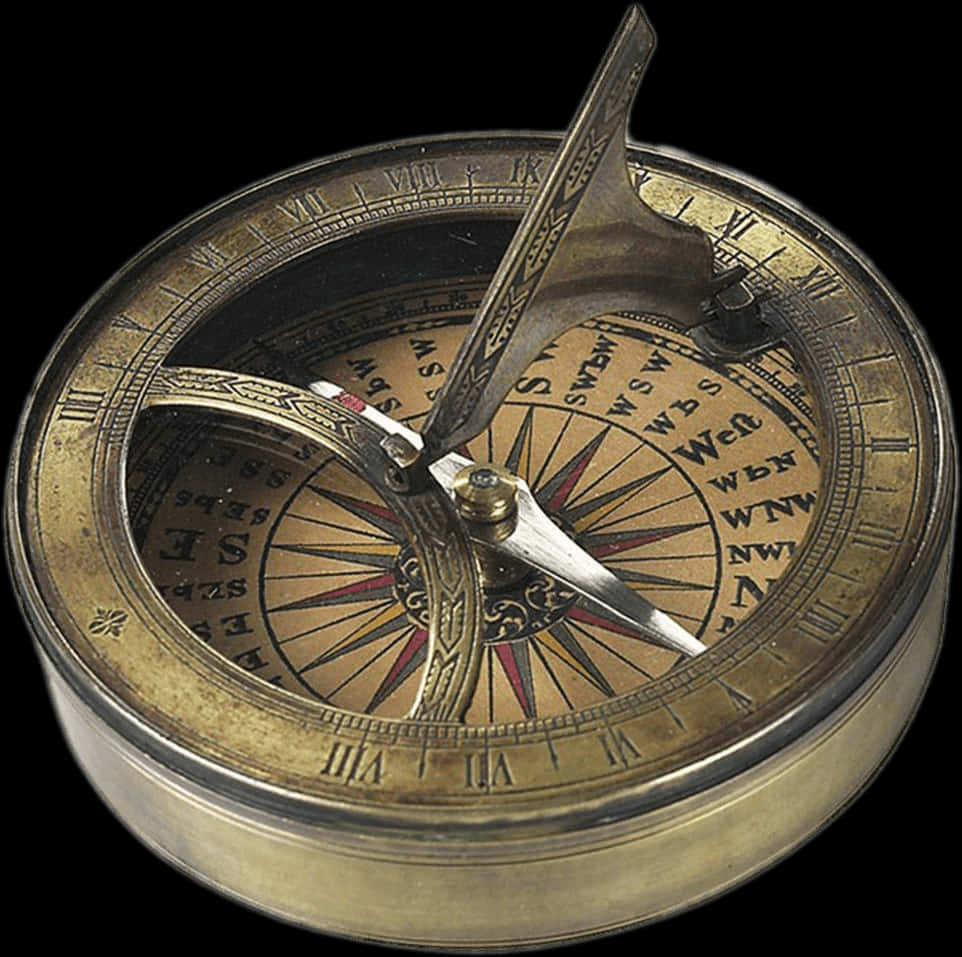 Vintage Brass Compass PNG Image