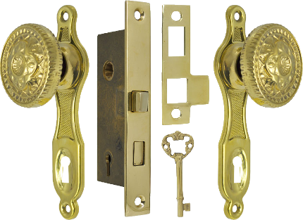 Vintage Brass Door Knob Set PNG Image