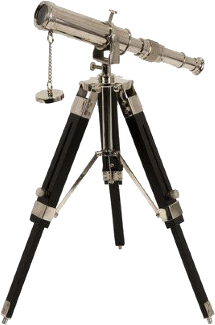 Vintage Brass Telescopeon Tripod PNG Image