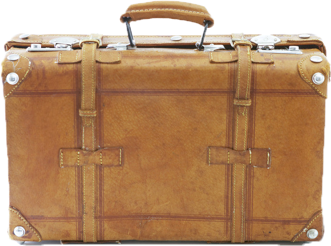 Vintage Brown Leather Suitcase PNG Image