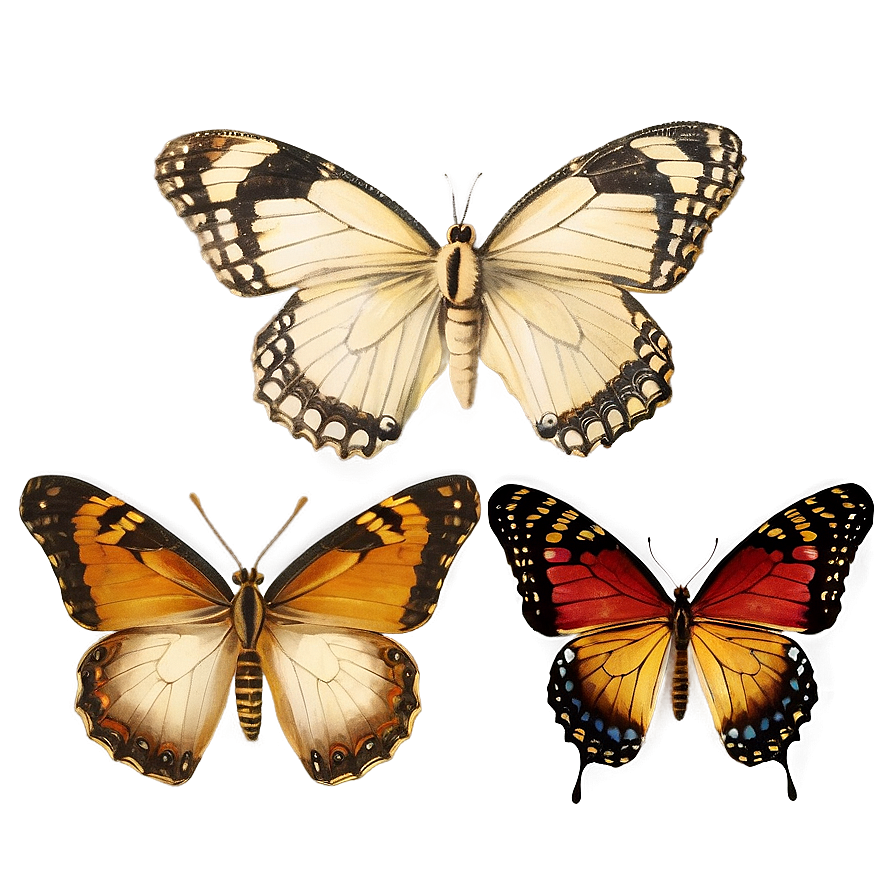 Vintage Butterflies Png Cdn PNG Image