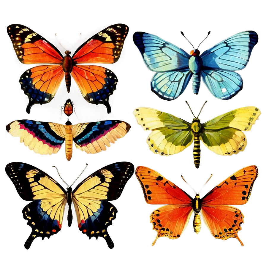 Vintage Butterflies Png Spu PNG Image