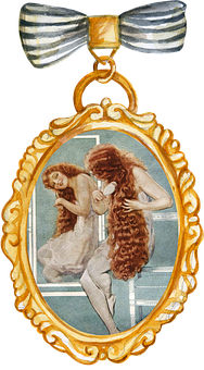 Vintage Cameo Pendant Art Nouveau PNG Image