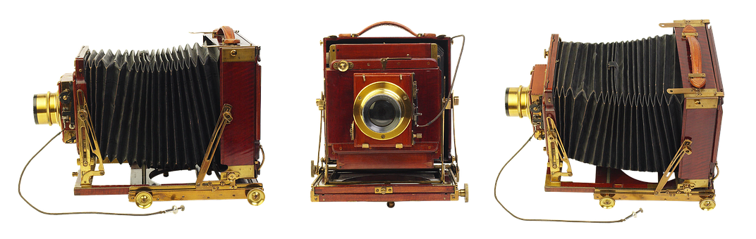 Vintage Camera Three Views PNG Image