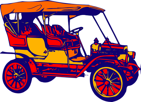 Vintage Car Colorful Artwork PNG Image