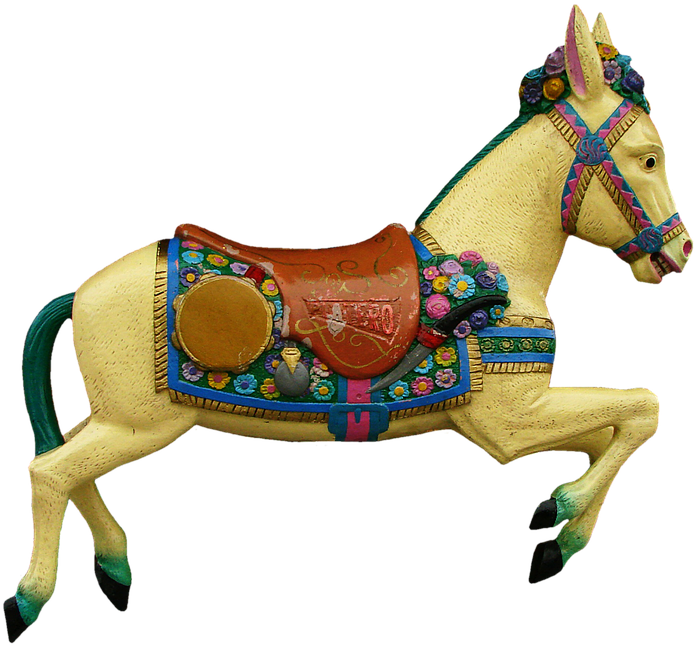 Vintage Carousel Horse Figurine PNG Image