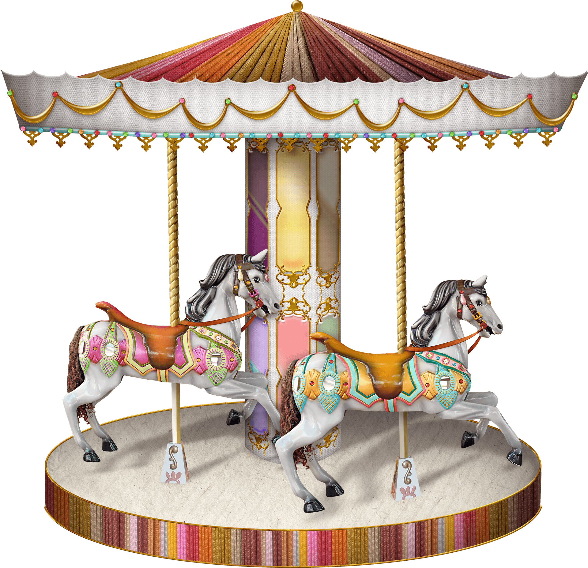 Vintage Carousel Horses PNG Image