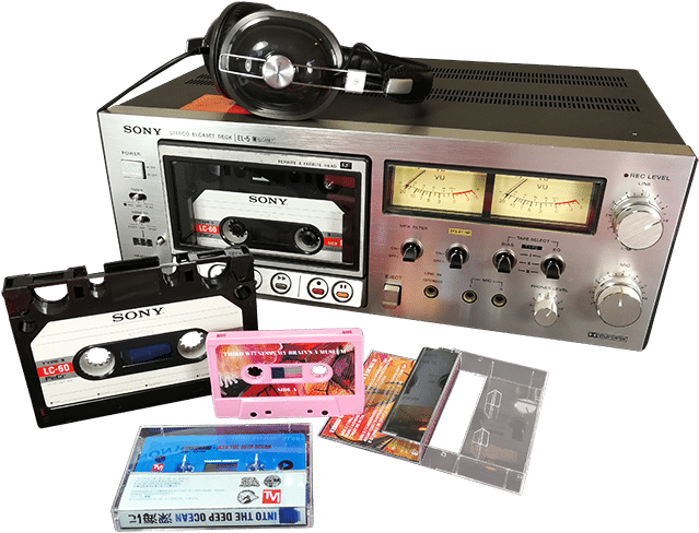 Vintage Cassette Tape Collectionand Player PNG Image