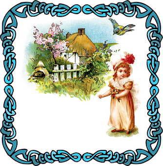 Vintage Child Countryside Frame PNG Image