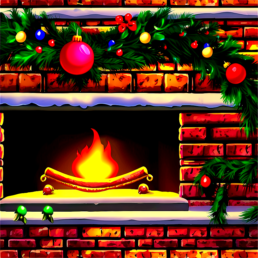 Vintage Christmas Fireplace Scene Png 06262024 PNG Image