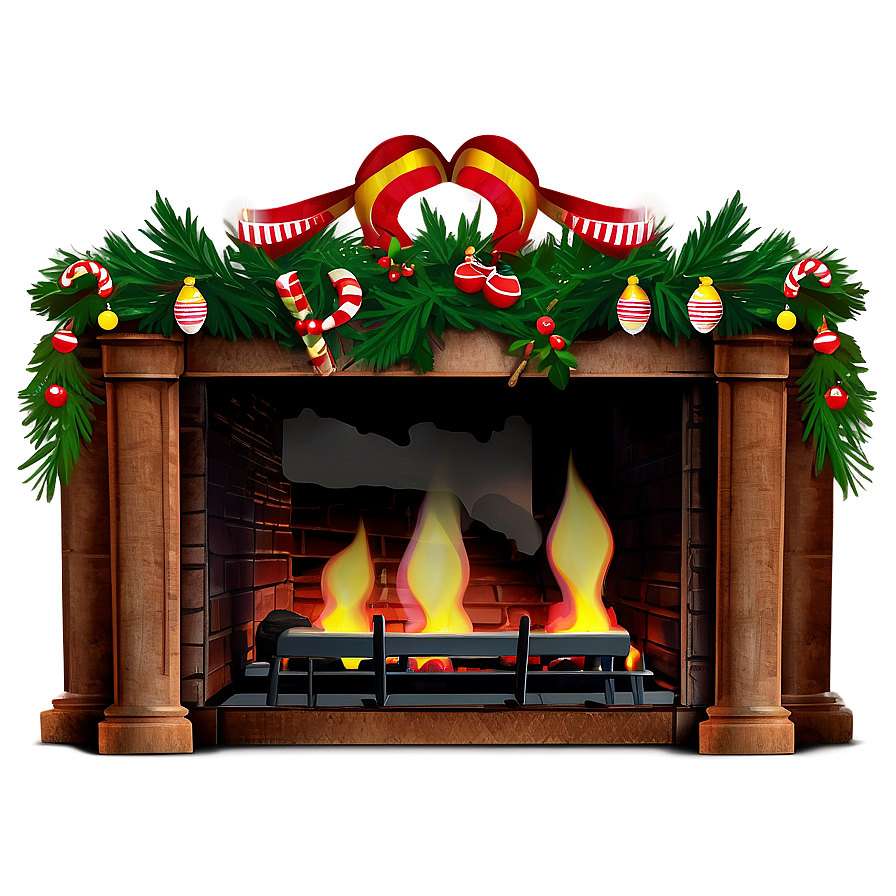 Vintage Christmas Fireplace Scene Png Hjr39 PNG Image