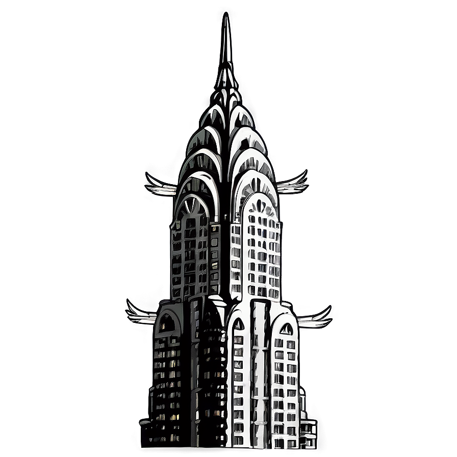 Vintage Chrysler Building Illustration Png 06252024 PNG Image