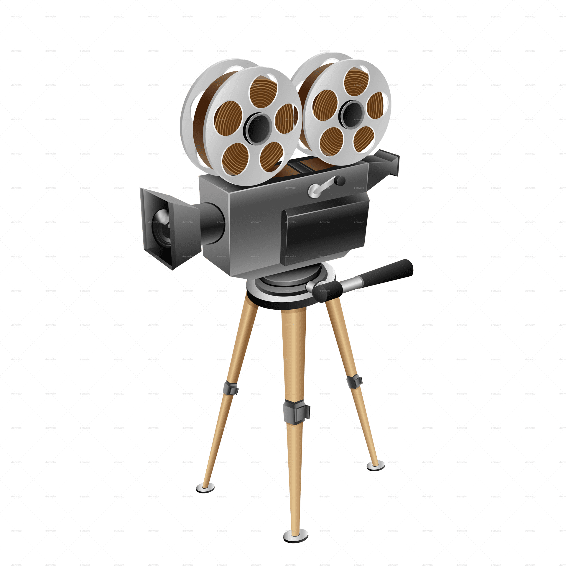 Vintage Cinema Camera Illustration PNG Image