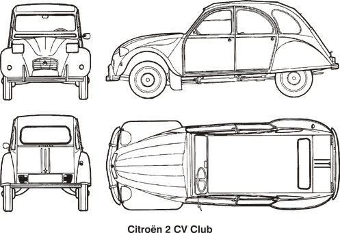 Vintage Citroen2 C V Blueprints PNG Image