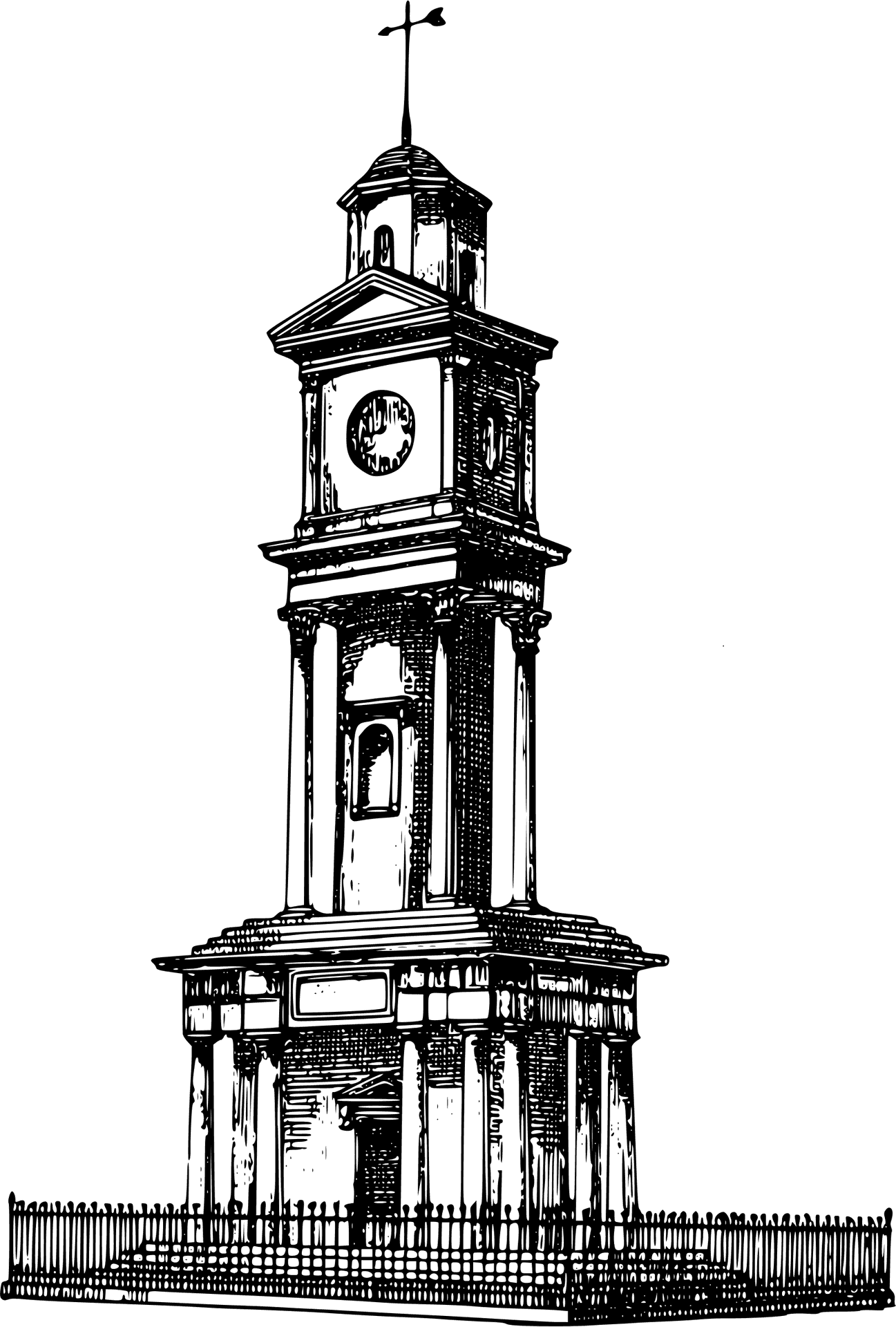 Vintage Clock Tower Illustration PNG Image