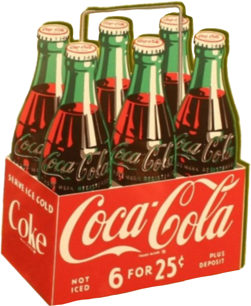 Vintage Coca Cola Bottle Pack Advertisement PNG Image