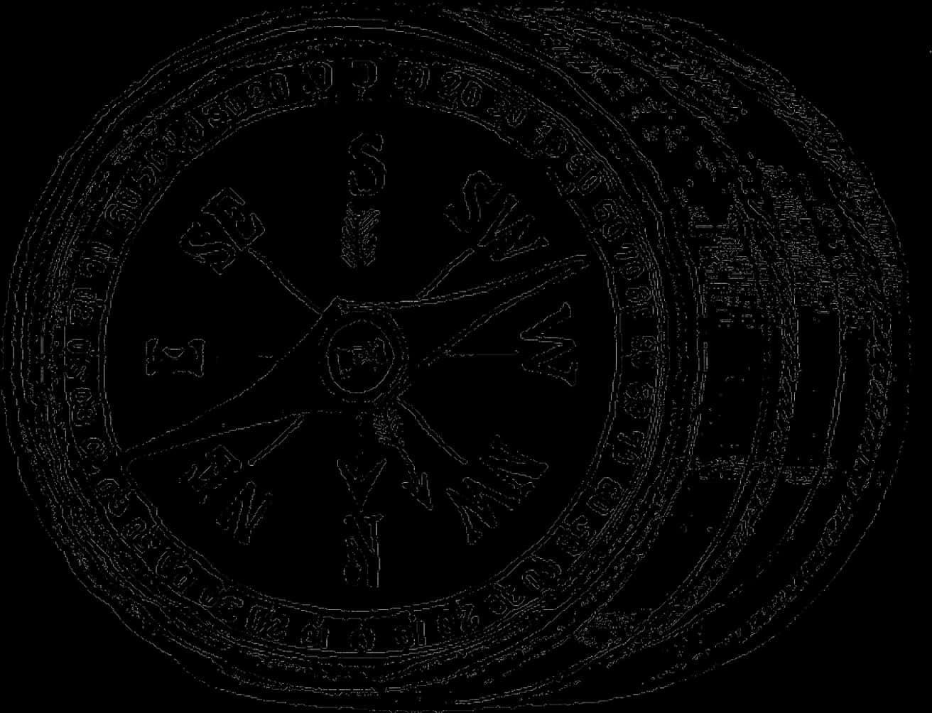 Vintage Compass Engraving PNG Image