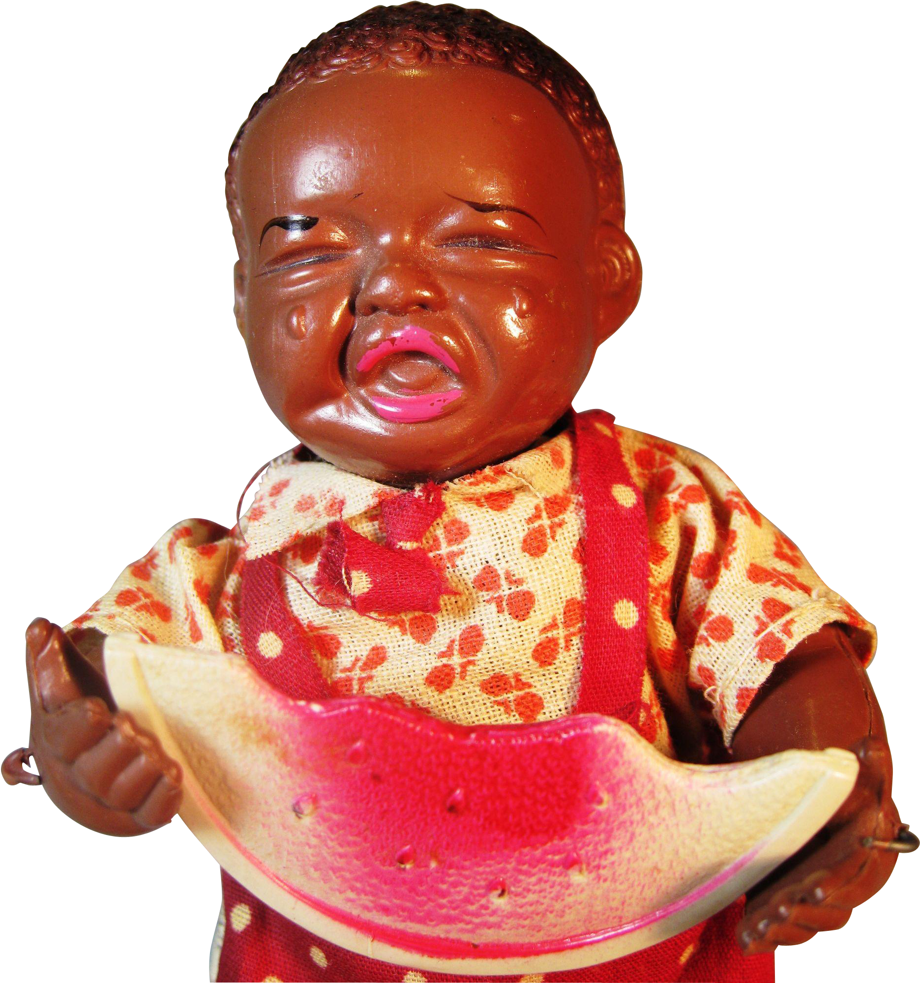 Vintage Crying Doll With Watermelon Slice PNG Image